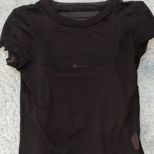 Black See through crop top with solid cameo under
